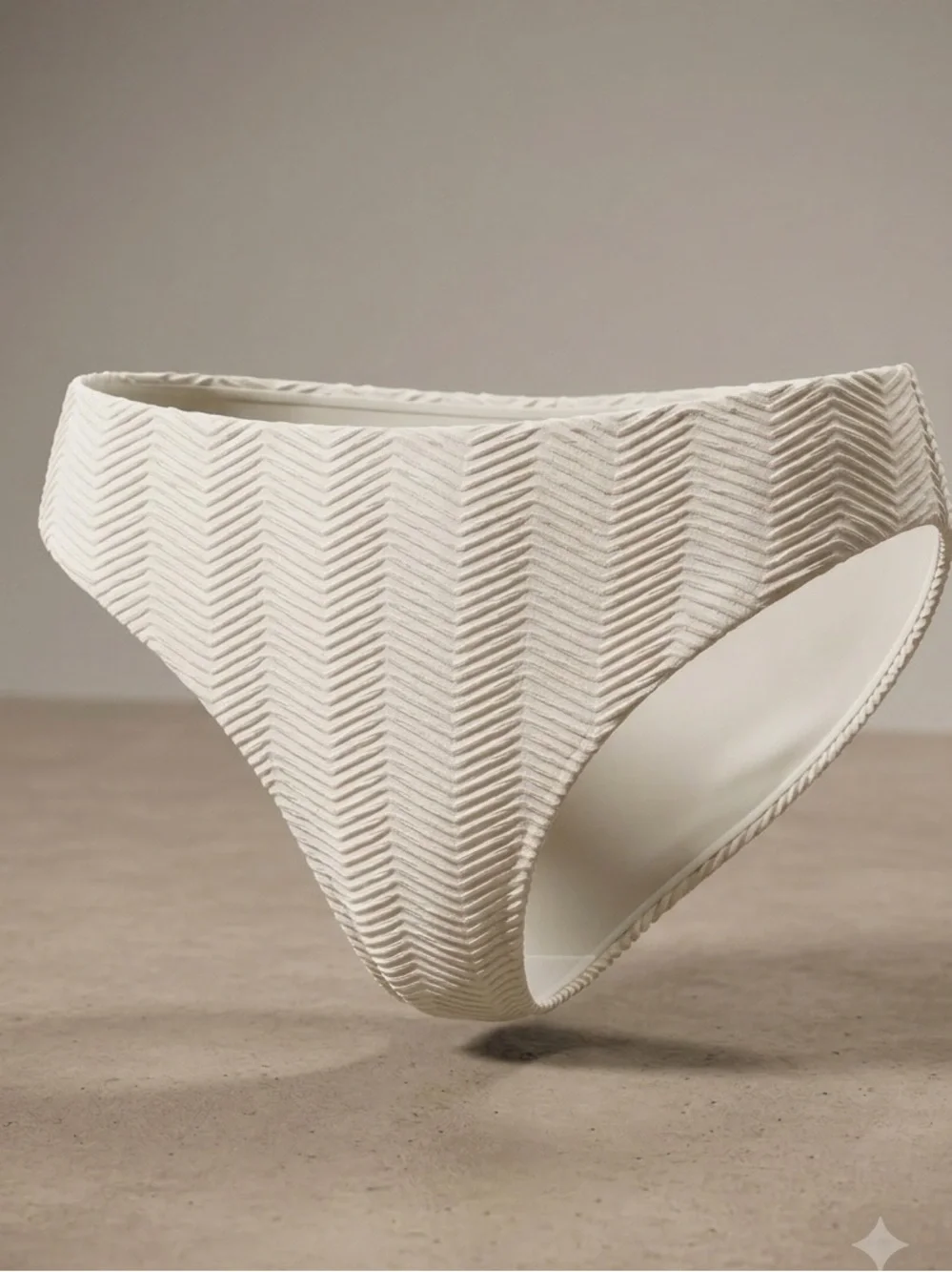 SEA Level Australia Cream Spinnaker Mid Rise Textured Bikini Bottom Size 10 NWOT